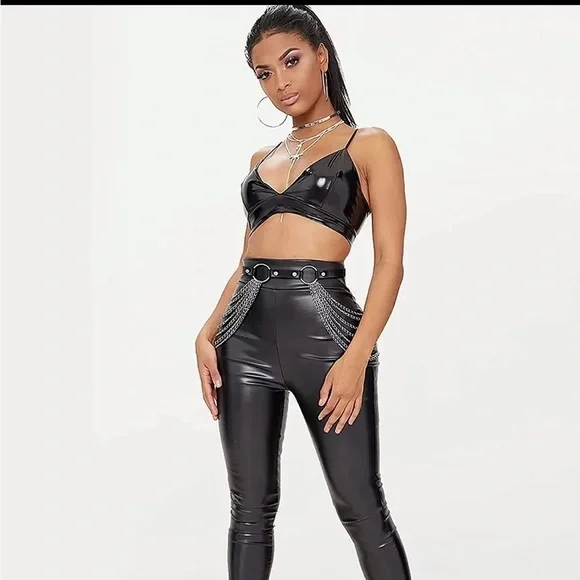 Sexy chain belt. Faux leather. 1 piece multilayer chains - Picture 2 of 10